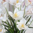 3 Stems Artificial Orchid Flowers Bouquet Home Office Decor 50cm White