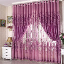 250*100cm Peony Beads Voile Curtain Living Room Window Tulle Curtain Purple