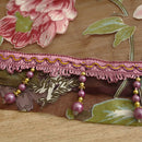 Wine Red Flower Voile Window Curtain Panel Sheer Tulle Drape Beads Valance