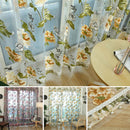 Generic Yellow Flower Pattern Voile Tulle Door Window Curtains Panel Drapes with Beads 250x100cm
