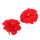 Artificial Camellia Flower Heads Silk Rose Hair Clip Wedding Party Decor Red Pack Of 10PCS