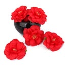 Artificial Camellia Flower Heads Silk Rose Hair Clip Wedding Party Decor Red Pack Of 10PCS