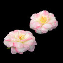 Artificial Camellia Flower Heads Silk Rose Hair Clip Wedding Party Decor Pink And Yellow Pack Of 10PCS