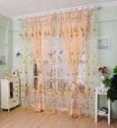 Home Bedroom Window Door Curtain Tulip Tulle Voile Door Window Curtain Drape Sheer Scarf Valance Yellow 200 x 100 cm