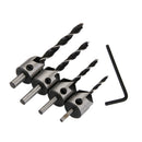 4x HSS Flute Countersink Drill Bit Screw Woodworking Chamfer Home Warking Tool 3-6mm