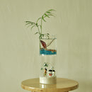 Double-deck Cylinder Creative Glass Flower Vase Table Bottle Container