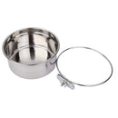 Stainless Steel Cage Clamp Bolt Cup Bird Cat Dog Food Water Hanging Bowl L