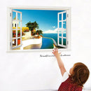 3D Ocean View Window Celling Wall Stickers Home Art PVC Decal Decor Mural