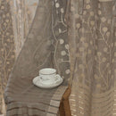 Leaf Pattern Window Door Divider Voile Organdy Sheer Drape Curtain Khaki L