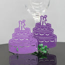 Generic 50PCS Cake Shape Glass Table Name Place Cards Decoration for Wedding Birthday Party Purple
