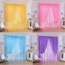 Elegant Sheer Valance Tulle Voile Window Door Wall Home Rose Pattern Curtain Blue