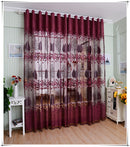 Floral Pattern Window Door Balcony Drape Curtain Home Office Decor Dark Purple