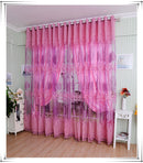 Floral Pattern Window Door Balcony Drape Curtain Home Office Decor Purple