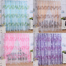 Generic Geometric Stripes Pattern Voile Tulle Door Window Curtains Sheer Panel Drapes Brown 200x100cm