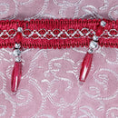Generic Jacquard Flower Pattern Beaded Tulle Door Window Curtains Panel Drapes Wine Red 250x100cm