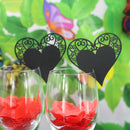 50x Heart Wine Glass Place Card Wedding Baby Shower Party Decor Black