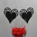 50x Heart Wine Glass Place Card Wedding Baby Shower Party Decor Black