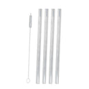 4pcs 20cm Straight Glass Drinking Straw Sucking Tube + 1pc Cleaning Brush