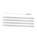 4pcs 20cm Straight Glass Drinking Straw Sucking Tube + 1pc Cleaning Brush
