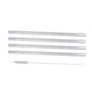 4pcs 20cm Straight Glass Drinking Straw Sucking Tube + 1pc Cleaning Brush