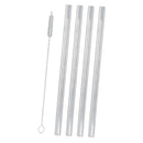 4pcs 20cm Straight Glass Drinking Straw Sucking Tube + 1pc Cleaning Brush