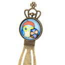 Antique Crown Frame Mother and Baby Owl Metal Clip Bookmark Reading Marker