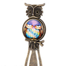 Antique Style Fat Purple Owl Pattern Metal Clip Bookmark Marker Reading Gift