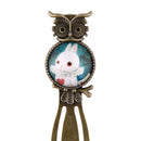 Antique Style White Rabbit Pattern Metal Clip Bookmark Marker Gift