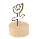 Flower Clip Photo Holder Picture Card Note Memo Display Wood Base Standing