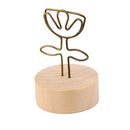 Flower Clip Photo Holder Picture Card Note Memo Display Wood Base Standing