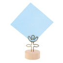 Flower Clip Photo Holder Picture Card Note Memo Display Wood Base Standing
