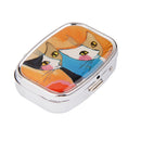 Couples Cats Pill Storage Box Container with Internal Mirror