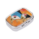 Couples Cats Pill Storage Box Container with Internal Mirror