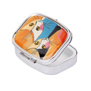 Couples Cats Pill Storage Box Container with Internal Mirror