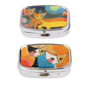 Couples Cats Pill Storage Box Container with Internal Mirror