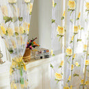 Floral Tulle Voile Sheer Panel Drape Curtain w/ Eyelets for Room Window YLW