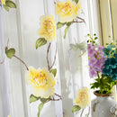 Floral Tulle Voile Sheer Panel Drape Curtain w/ Eyelets for Room Window YLW