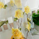 Floral Tulle Voile Sheer Panel Drape Curtain w/ Eyelets for Room Window YLW