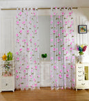 Floral Tulle Voile Beaded Panel Drape Curtain w/ Eyelet for Room Window Pink