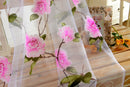Floral Tulle Voile Beaded Panel Drape Curtain w/ Eyelet for Room Window Pink