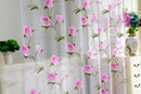 Floral Tulle Voile Sheer Panel Drape Curtain w/ Eyelets for Room Window Pink