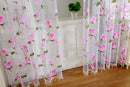 Floral Tulle Sheer Voile Beaded Panel Drape Curtain for Room Window Pink