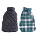 Pet Dog Waterproof Reversible Plaid Jacket Coat Winter Clothes Green M
