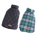 Pet Dog Waterproof Reversible Plaid Jacket Coat Winter Clothes Green L