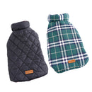 Pet Dog Waterproof Reversible Plaid Jacket Coat Winter Clothes Green L