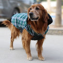 Pet Dog Waterproof Reversible Plaid Jacket Coat Winter Clothes Green XL