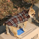 Pet Dog Waterproof Reversible Plaid Jacket Coat Winter Clothes Brown XL