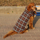 Pet Dog Waterproof Reversible Plaid Jacket Coat Winter Clothes Brown XL