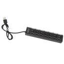 7 Ports USB 2.0 High Speed Hub Splitter Cable w/ On/Off Switch For PC Laptop