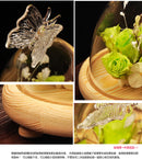 Glass Cover Landscape Vase Container Plant Flower Butterfly Decor + Tray